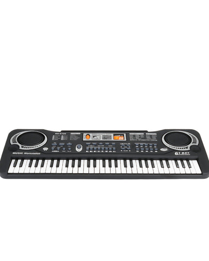 61-Key Digital Keyboard — AC or Battery Powered Piano with Mic for Kids - Black