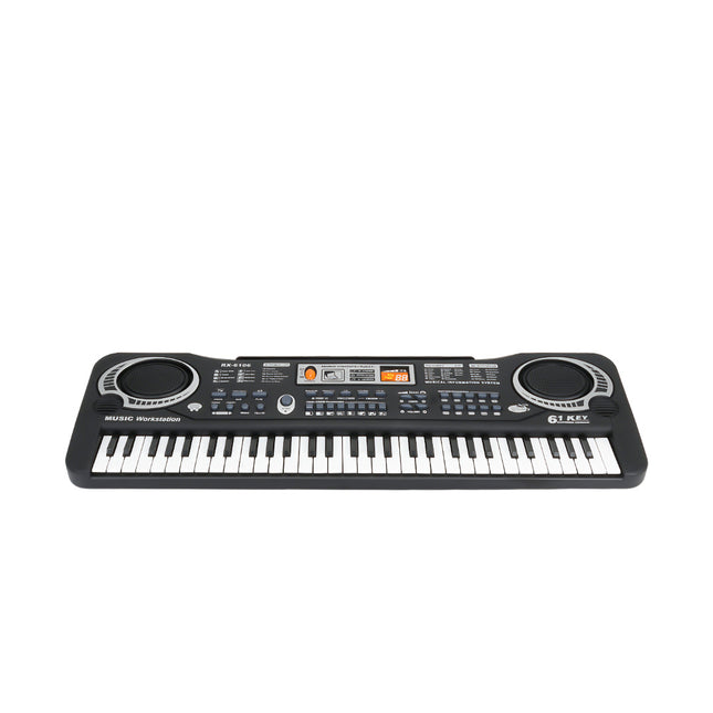 61-Key Digital Keyboard — AC or Battery Powered Piano with Mic for Kids - Black