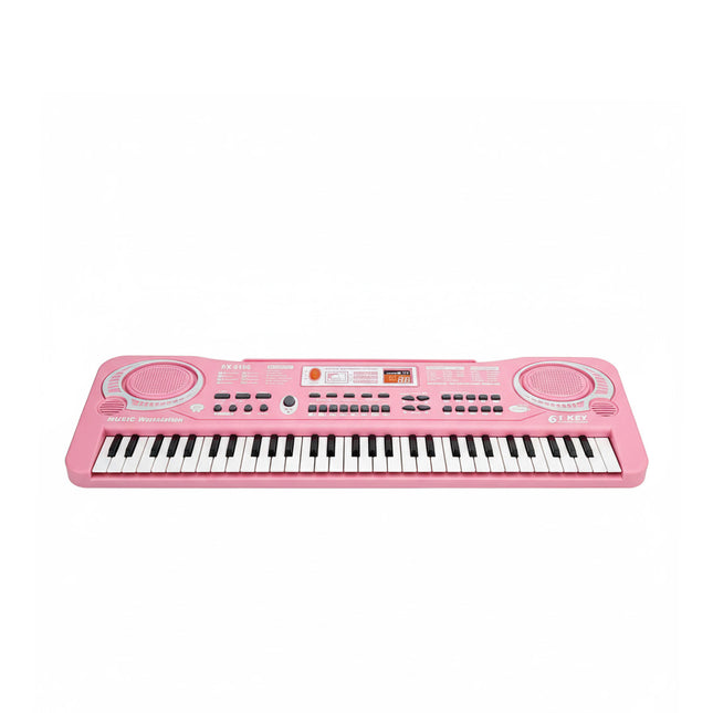 61-Key Digital Keyboard — AC or Battery Powered Piano with Mic for Kids - Pink