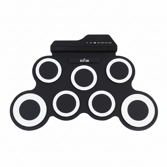 Portable Roll-Up Electronic Drum Set — 7 Silicone Pads, USB/MP3, Pedals & Sticks - Black