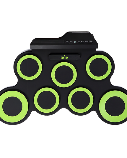Portable Roll-Up Electronic Drum Set — 7 Silicone Pads, USB/MP3, Pedals & Sticks - Green