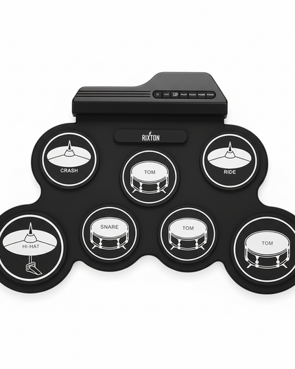 Portable Roll-Up Electronic Drum Set — 7 Silicone Pads, USB/MP3, Pedals & Sticks - Icon Version