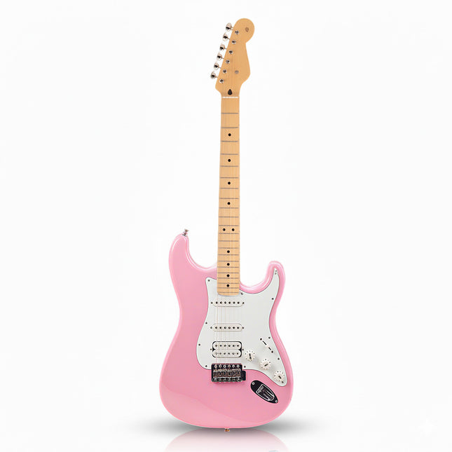 Full Size H-S-S Electric Guitar — Maple Neck, Rosewood Fretboard - Pink