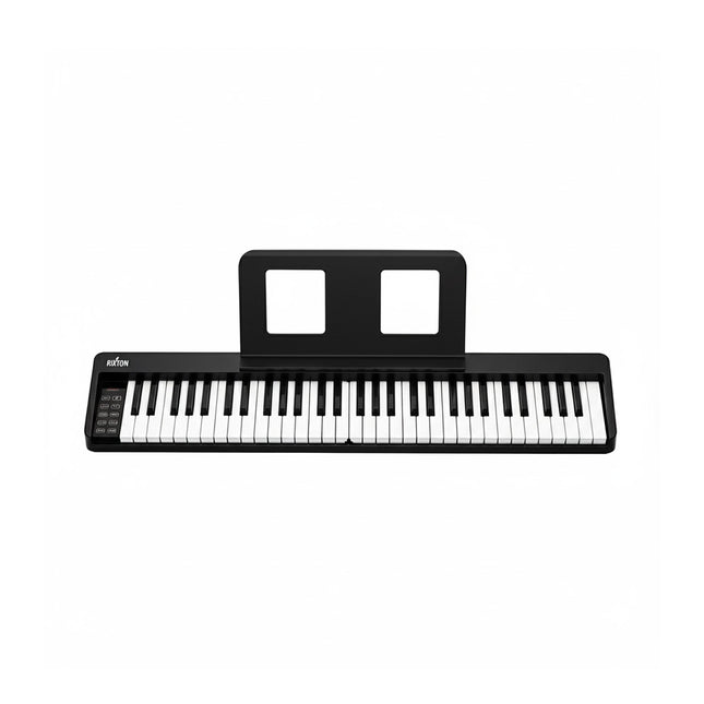 61-Key Foldable Semi-Weighted Digital Piano — Portable Keyboard, Wireless & MIDI, Rechargeable - Black