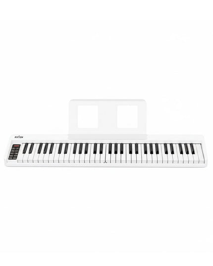 61-Key Foldable Semi-Weighted Digital Piano — Portable Keyboard, Wireless & MIDI, Rechargeable - White