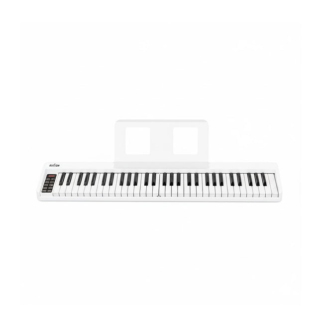 61-Key Foldable Semi-Weighted Digital Piano — Portable Keyboard, Wireless & MIDI, Rechargeable - White