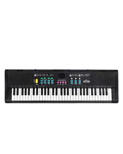 61-Key Digital Keyboard RX-6185 — AC or Battery Powered Piano with Mic for Kids - Black