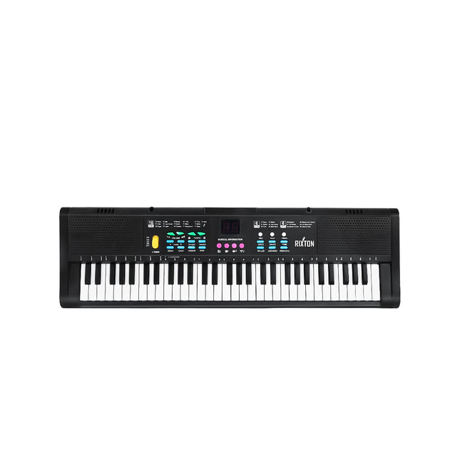 61-Key Digital Keyboard RX-6185 — AC or Battery Powered Piano with Mic for Kids - Black