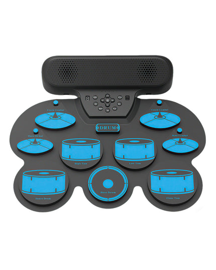 WG101 Portable Electric Drum Kit — 9 Touch Pads, USB-MIDI & Battery-Powered Drum Pad - Blue