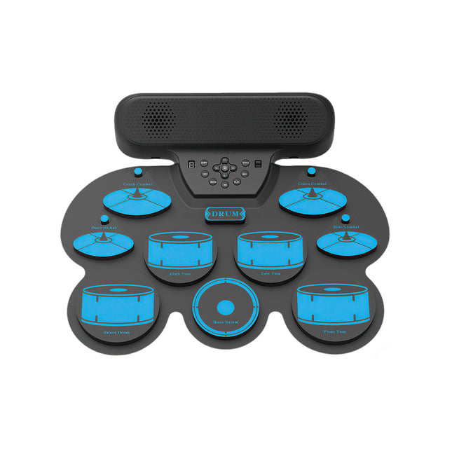 WG101 Portable Electric Drum Kit — 9 Touch Pads, USB-MIDI & Battery-Powered Drum Pad - Blue