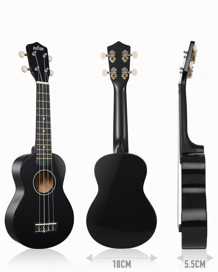 21" Soprano Basswood Ukulele - Black